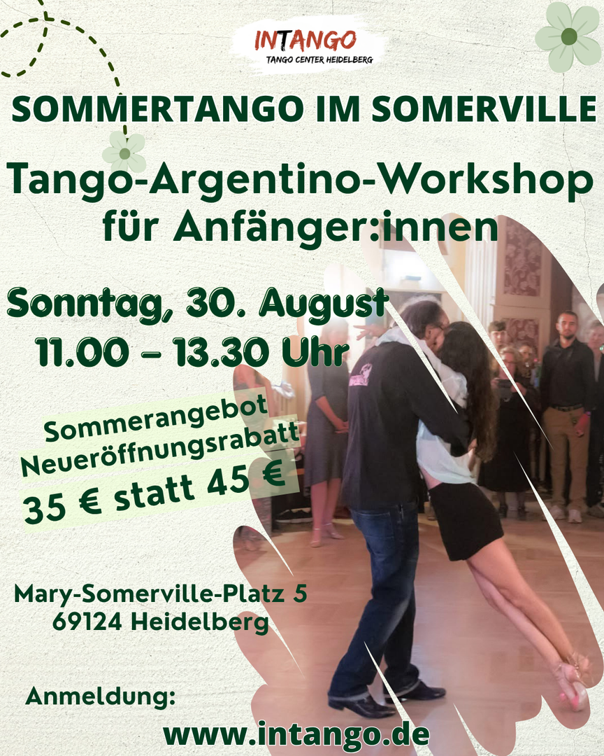 Tango Argentino Workshop für Anfänger:innen – Intango – Tango Center Heidelberg, 30.08.2026