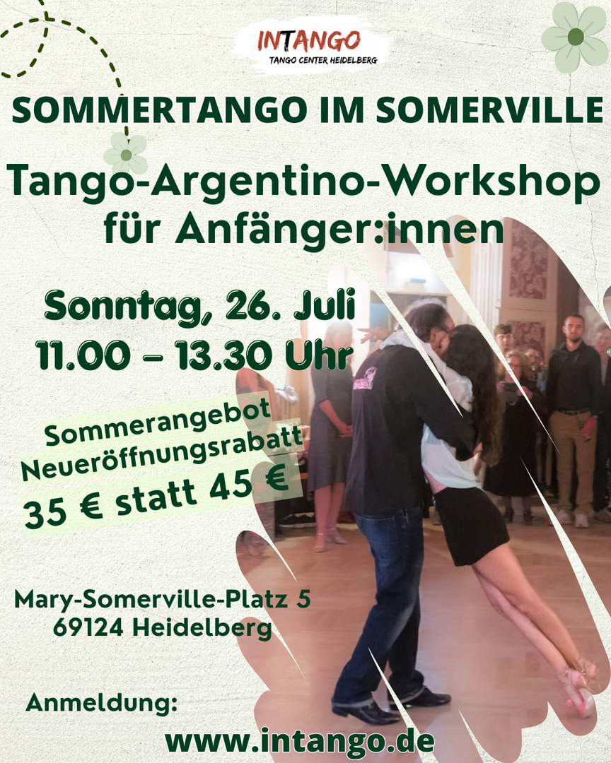 Tango Argentino Workshop für Anfänger:innen – Intango – Tango Center Heidelberg, 26.07.2026
