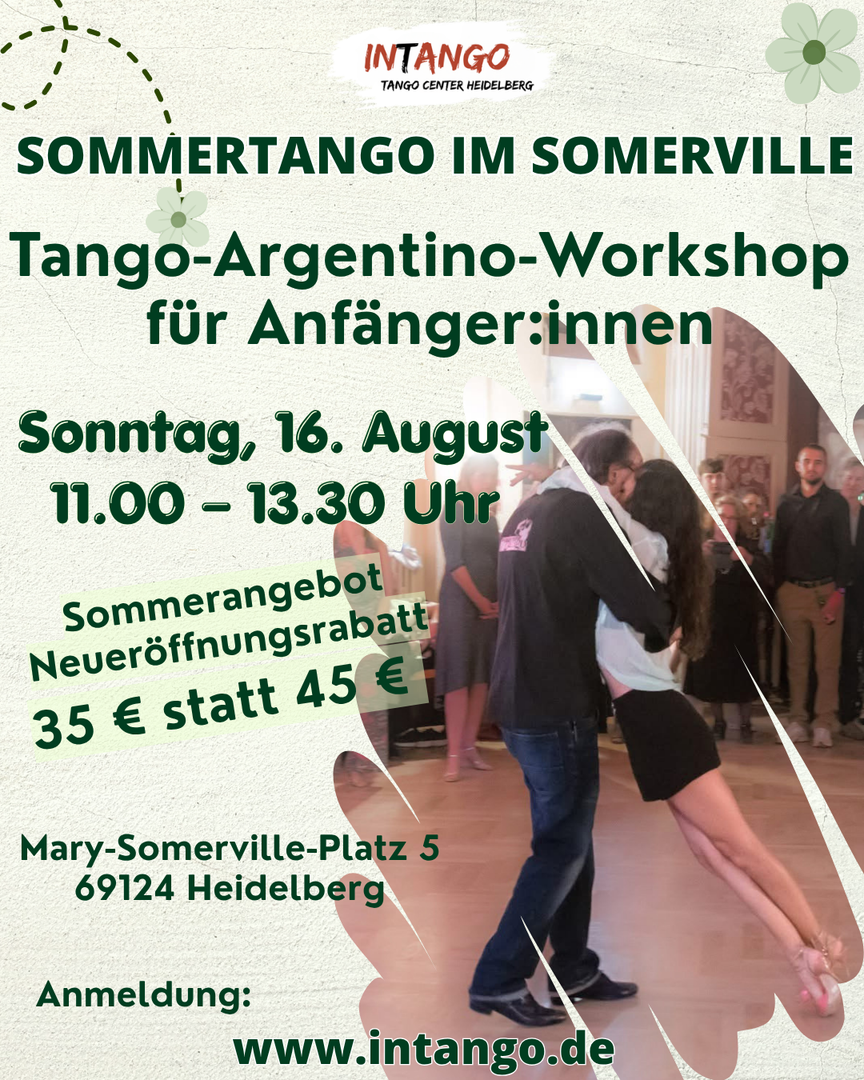 Tango Argentino Workshop für Anfänger:innen – Intango – Tango Center Heidelberg, 16.08.2026