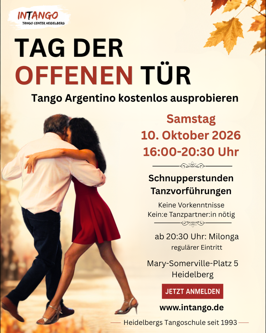 Tag der offenen Tür – Tango Argentino – Intango – Tango Center Heidelberg, 10.10.2026